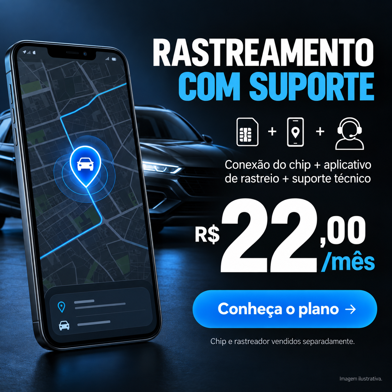 Plano de aplicativo e suporte por 22 reais por mês